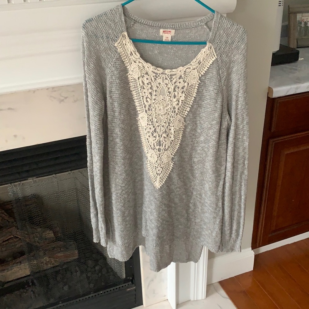 Grey & cream longer sweater